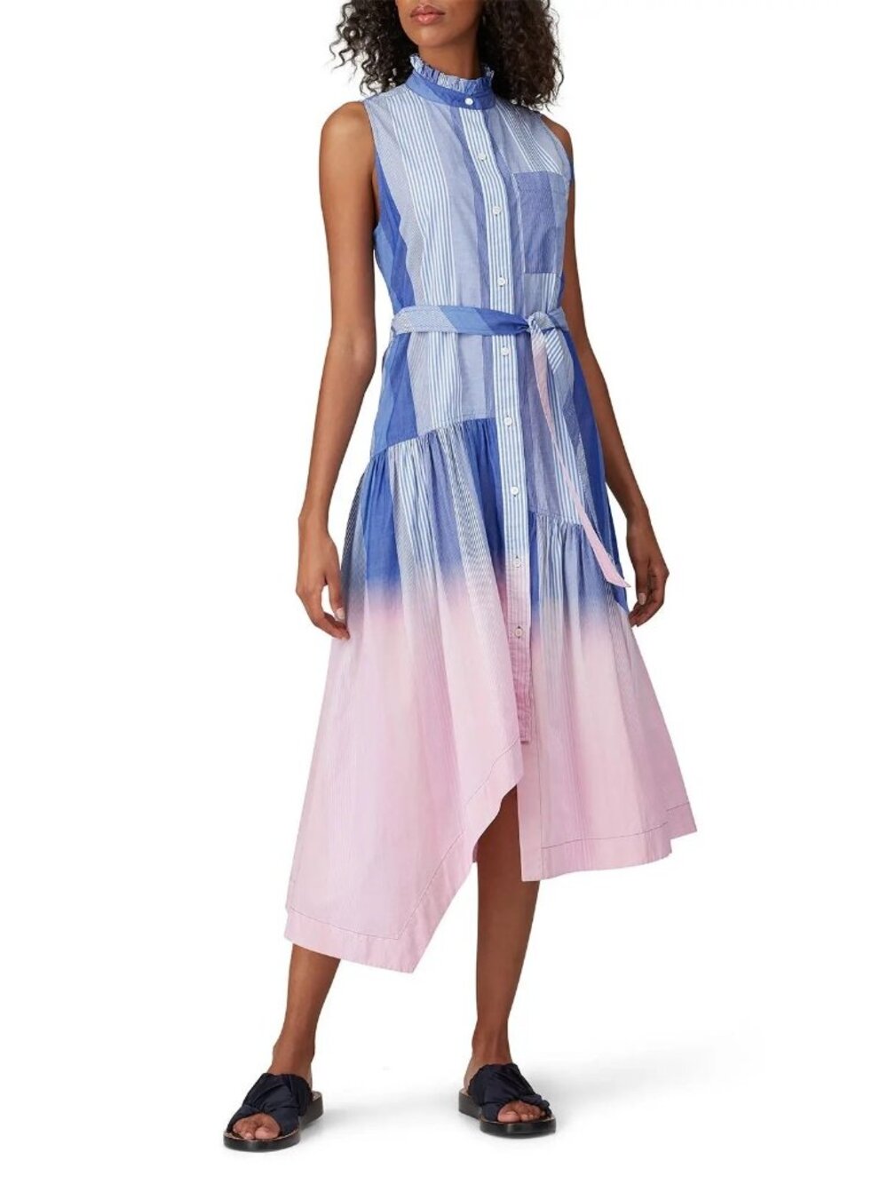 Derek Lam 10 Crosby Nerioa Dip Dye Blue Pink Sleeveless Dress Women's Size 4 - Picture 2 of 9
